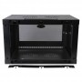 Wall-mount cabinet secures and organizes 6U of 19-inch rack equipment